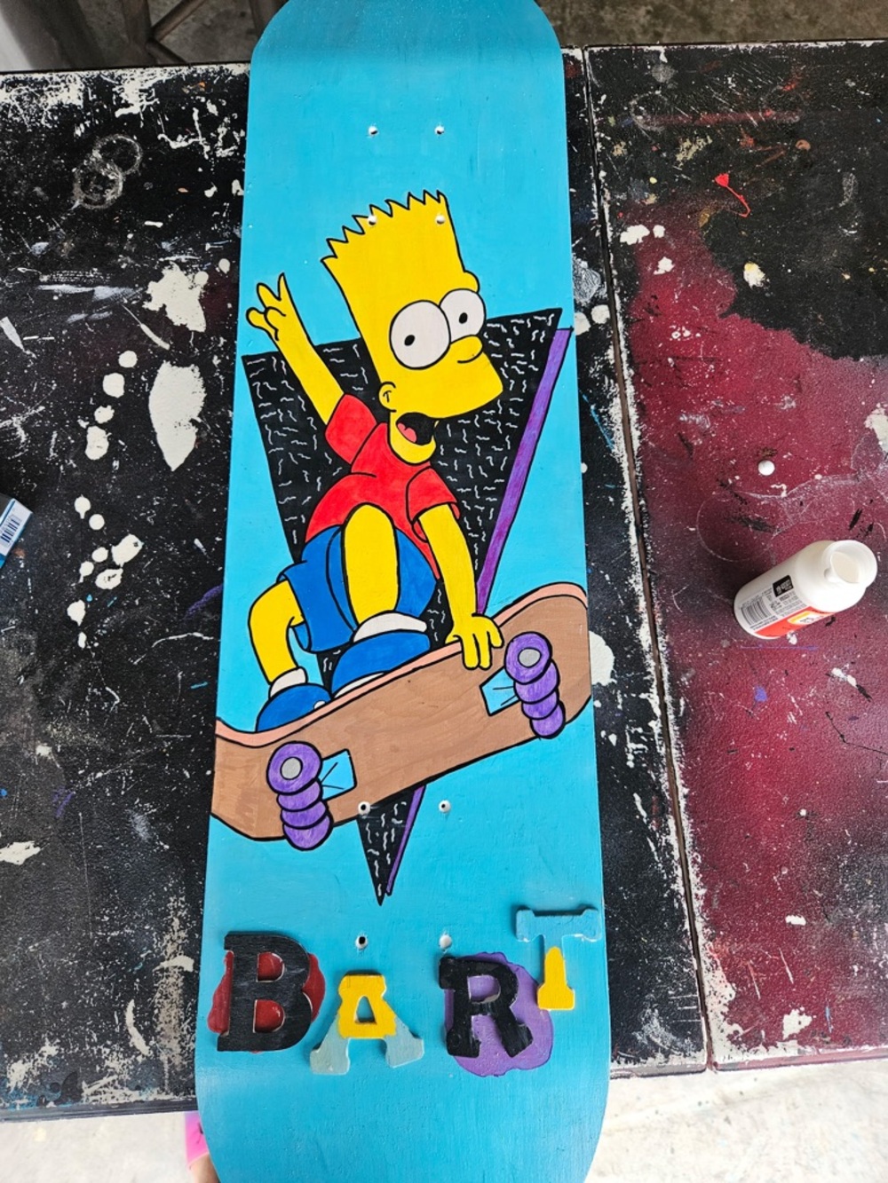 Custom Blue BART Skateboard Wall Decor